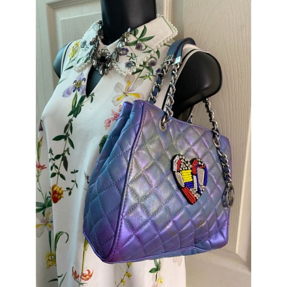 Michael Kors Blue Purple Customized Tote Bag - Picture 9 of 15